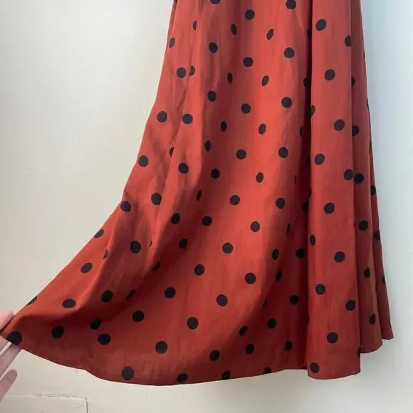 Maeve Brown Polka Dot Maxi Dress Off Shoulder Size 10 - Picture 5 of 10